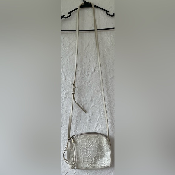 HOBO Cream Embossed Leather Floral Swirl Design Adjustable Shoulder Bag - Picture 1 of 11